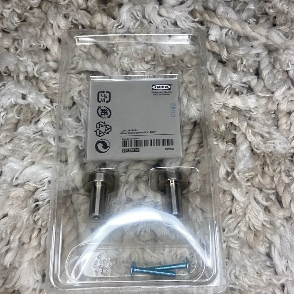 Ikea ATTEST Knob / Drawer Pull Stainless Steel New SEALED lot of 3 packages of 2